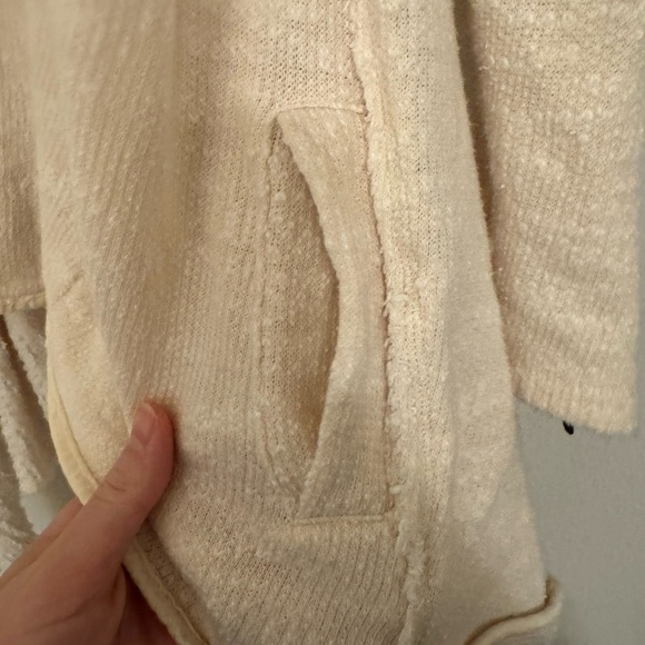 Free People In The Loop Open Front Distressed Cream Cardigan Sweater - Picture 9 of 9